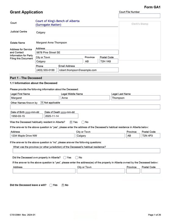 GA1 Grant Application rendered by Probbie